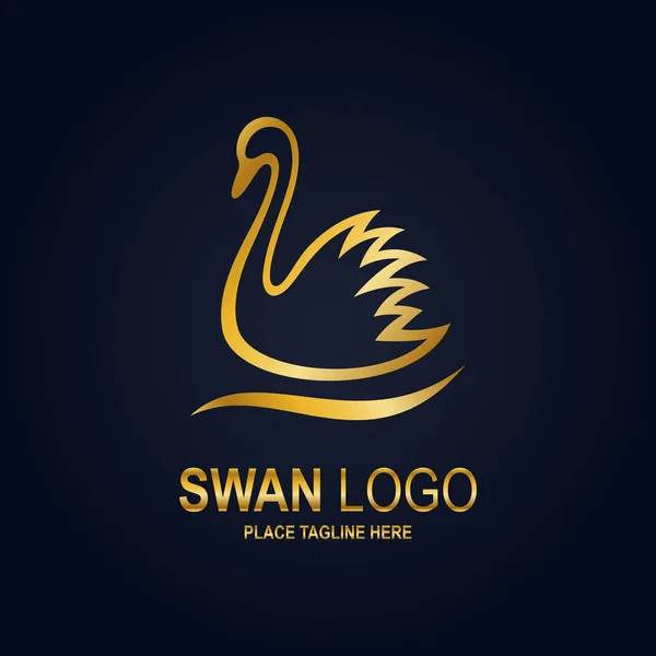 Plantilla Diseño Icono Cisne Icono Cisne Dorado — Archivo Imágenes Vectoriales