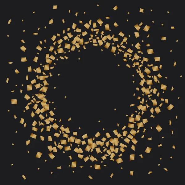 Gouden Glitter Confetti Frame Zwarte Achtergrond — Stockvector