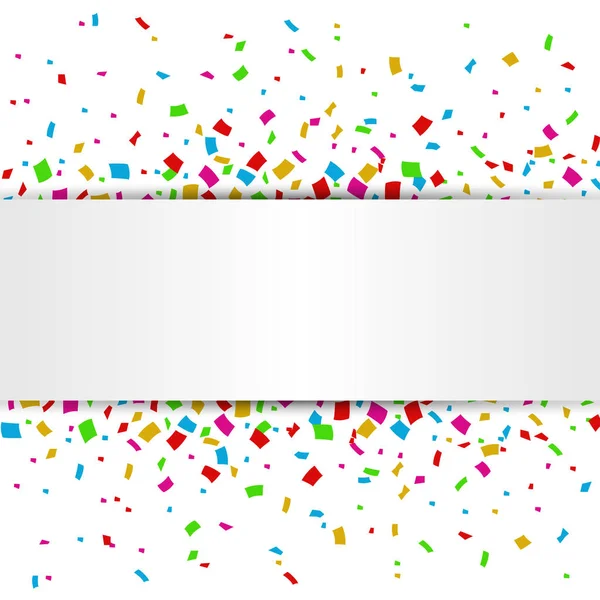 Барвистий Банер Confetti Місцем Тексту Ізольовано Білому Тлі — стоковий вектор