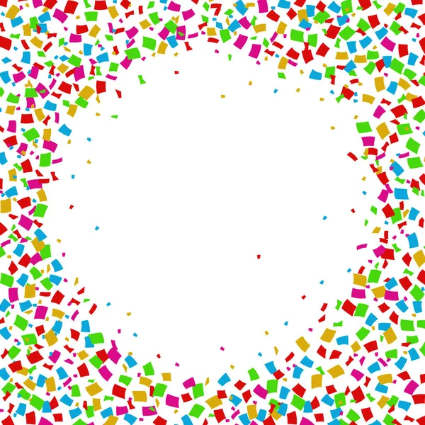 Kleurrijke Confetti Frame Witte Achtergrond — Stockvector