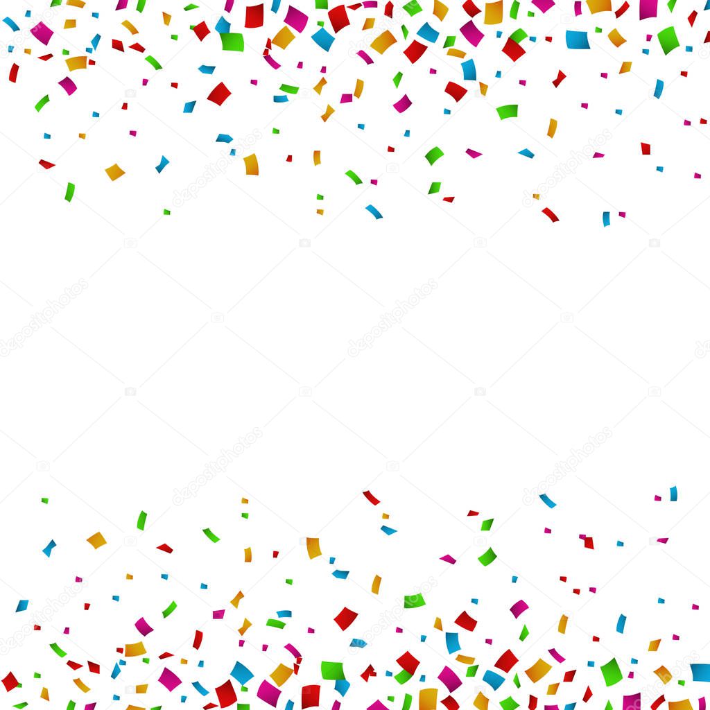 Colorful Confetti Falling On White Background