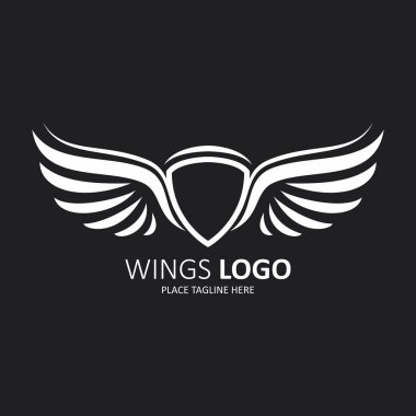 Beyaz kalkan şablon kanatlı