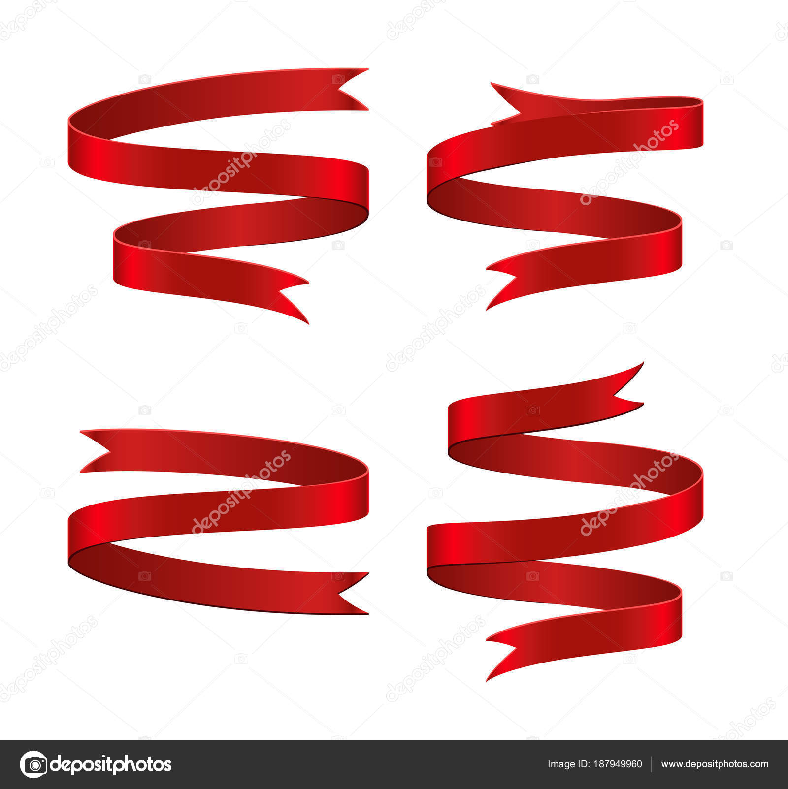 Set Red Ribbon White Background Stock Vector Image by ©dreamcreation01