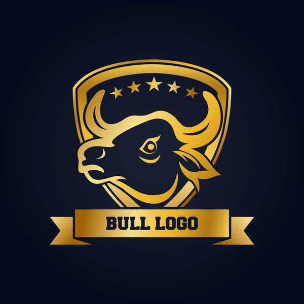 Golden Bull Head Mascot Icon Design Template — Stock Vector