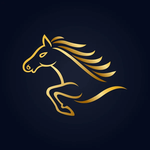 Cavalo Mascote Dourado Sobre Fundo Preto — Vetor de Stock