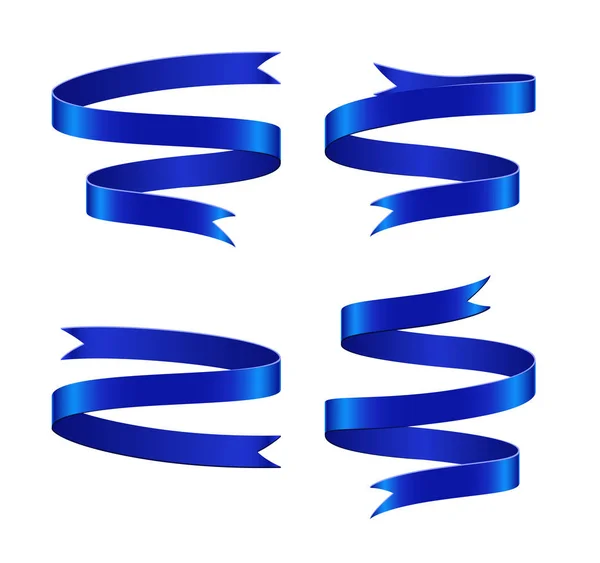 Set Blue Ribbon White Background — Stock Vector