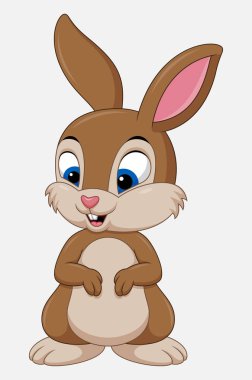 Beyaz arka planda izole edilmiş şirin tavşan çizgi filmi.