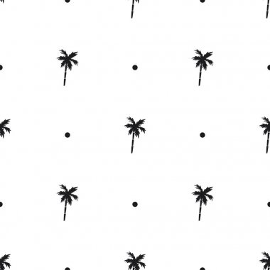 Beyaz arka plan üzerinde izole palmiye ağaçları simgeleri ile Seamless Modeli