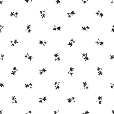 Ve beyaz bir arka plan küçük siyah palmiye ağaçlarının seamless modeli