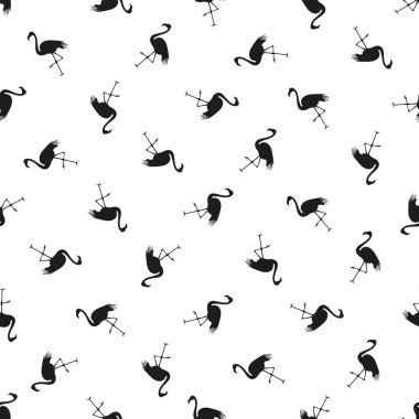 Beyaz zemin üzerinde bir flamingo silueti ile Seamless Modeli