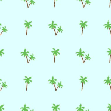 Ve üzerinde yeşil arka plan izole küçük palmiye ağaçlarının seamless modeli