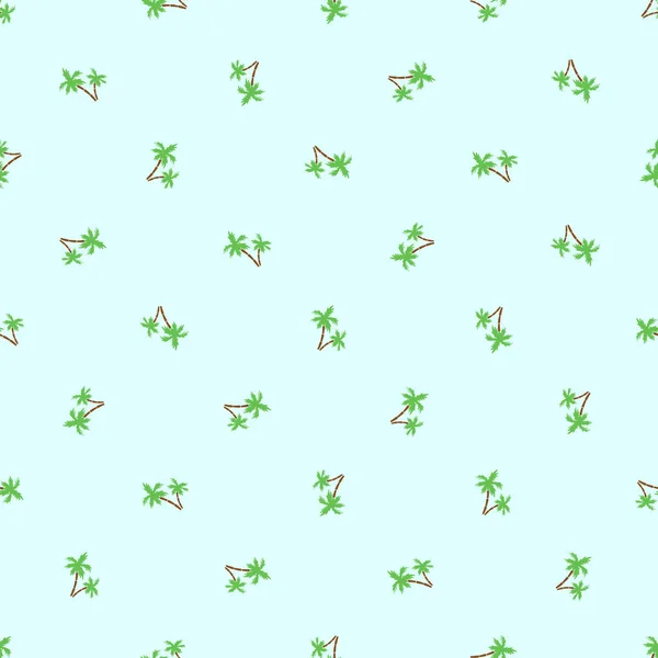 Бесшовный Узор Маленьких Пальм Изолированных Зеленом Фоне — стоковый вектор