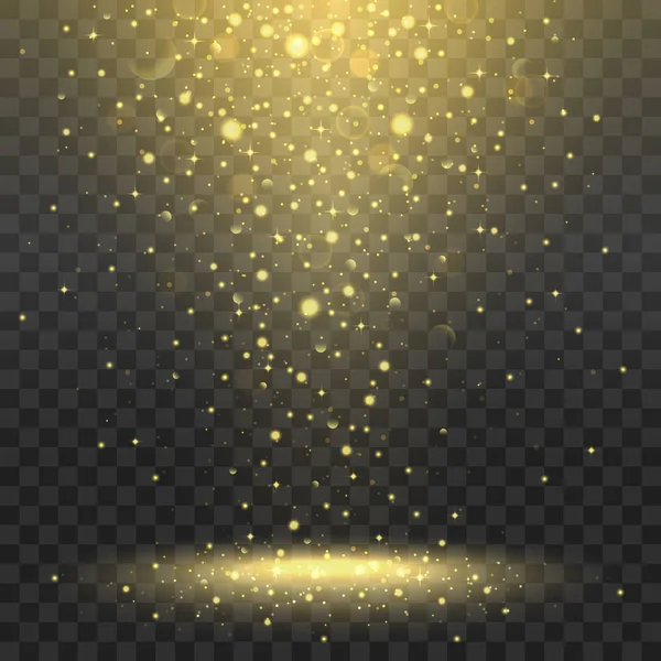 透明背景上的金色聚光灯 — 图库矢量图片