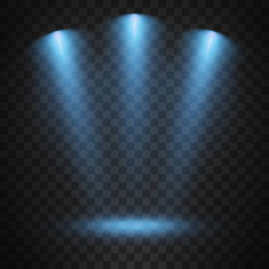 Saydam arka plan üzerinde mavi sahne ışıkları