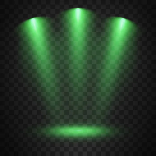 Grüne Scheinwerfer Auf Transparentem Hintergrund — Stockvektor