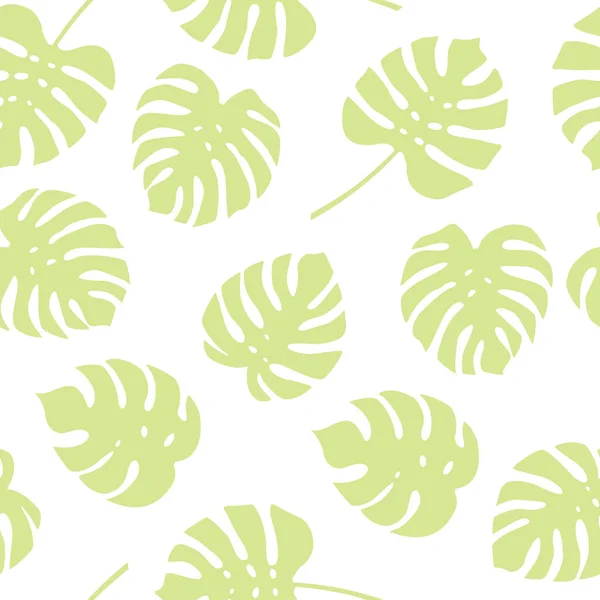 Χωρίς Ραφή Πρότυπο Της Πράσινης Μονστέρα Φύλλα Τροπικά Φύλλα Παλάμη — Διανυσματικό Αρχείο