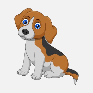 Sevimli köpek oturan beyaz arka plan üzerinde izole vektör çizim