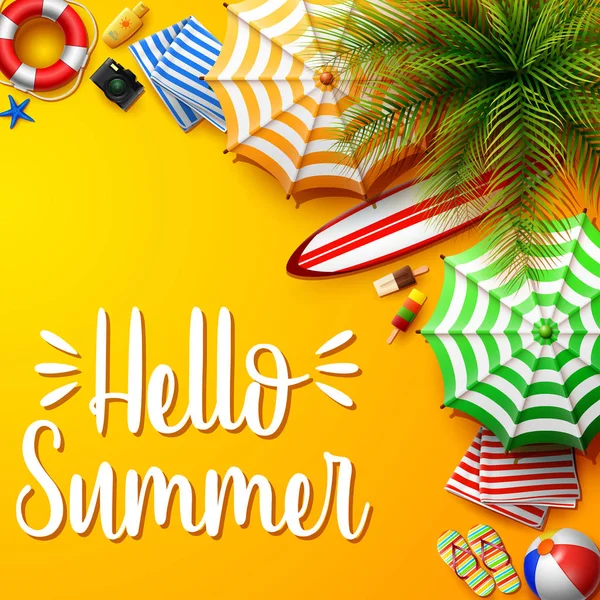 Letní Prázdniny Pozadí Žlutý Písek Pohled Shora Beach Prvek Sbírek — Stockový vektor