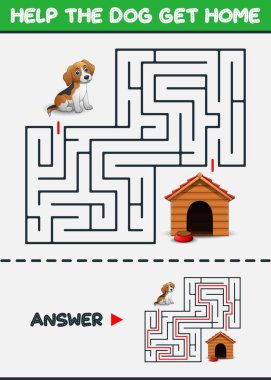 Maze Game: Help the dog get home clipart