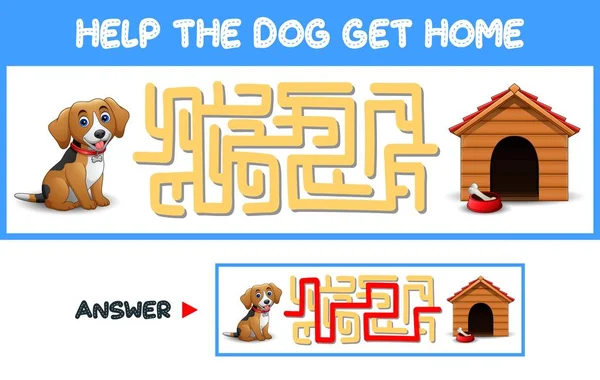 Maze Game Help Hond Krijgt Huis — Stockvector