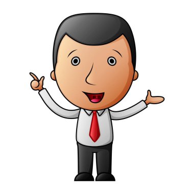 Çizgi film işadamı parmağını yukarı dönük