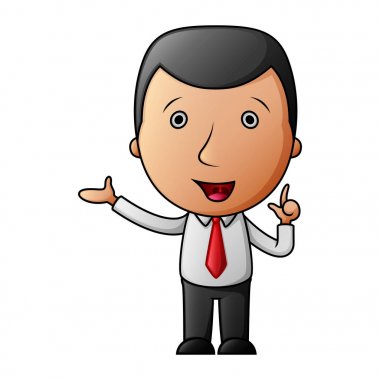 Çizgi film işadamı parmağını yukarı dönük