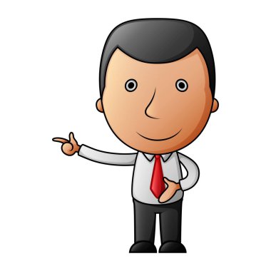 Karikatür mutlu işadamı onun parmak işaret