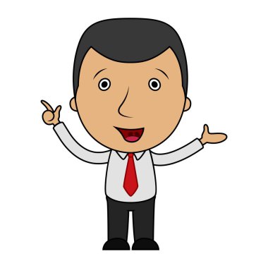 Çizgi film işadamı parmağını yukarı dönük