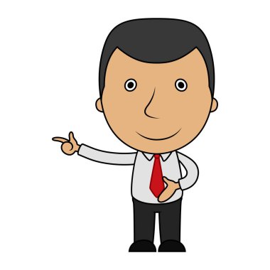 Karikatür mutlu işadamı onun parmak işaret