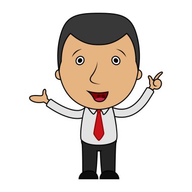 Çizgi film işadamı parmağını yukarı dönük