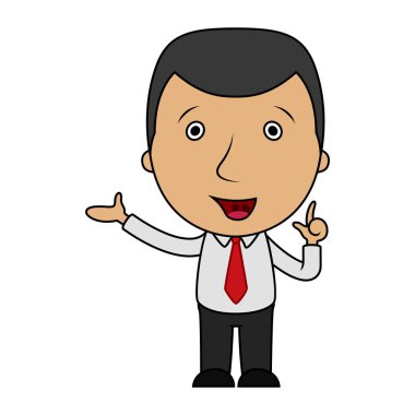 Çizgi film işadamı parmağını yukarı dönük