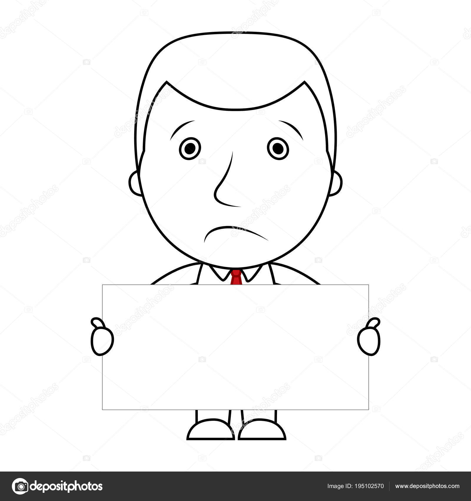 Homme Affaires Ligne Dessin Animé Visage Triste Expression