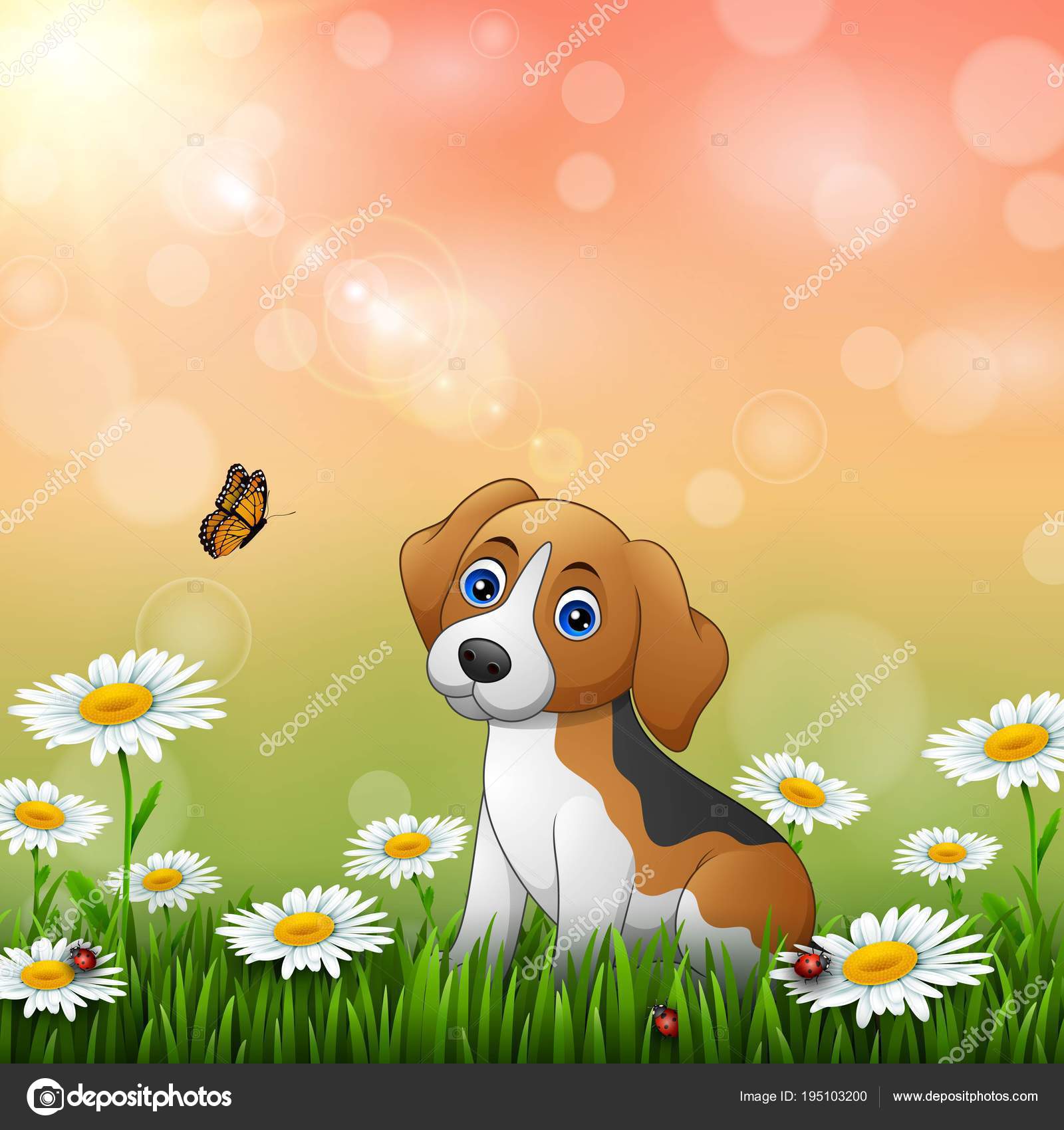 Cartoon Dog Grass Background Stock Vector by ©dreamcreation01 #195103200