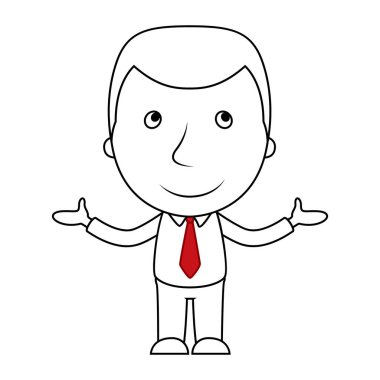 İşadamı çizgi karikatür gülümseyen kollarını açar