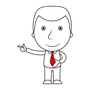 İşadamı çizgi karikatür onun parmak işaret