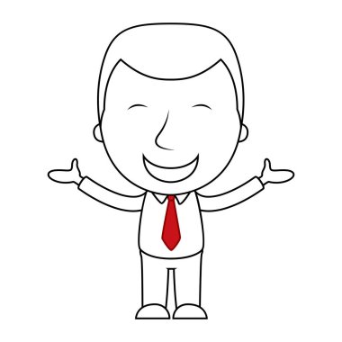 İşadamı çizgi karikatür yüz mutlu ifade