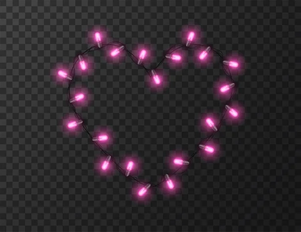 Lumières en forme de coeur isolées sur fond transparent, illustration vectorielle design — Image vectorielle