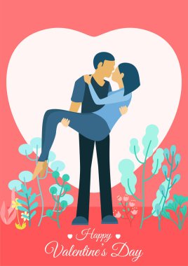 Sevgililer günü için vektör ilüstrasyon kartları. Aşık çift, erkek ve kız randevuda, düğün, evlenme teklifi
