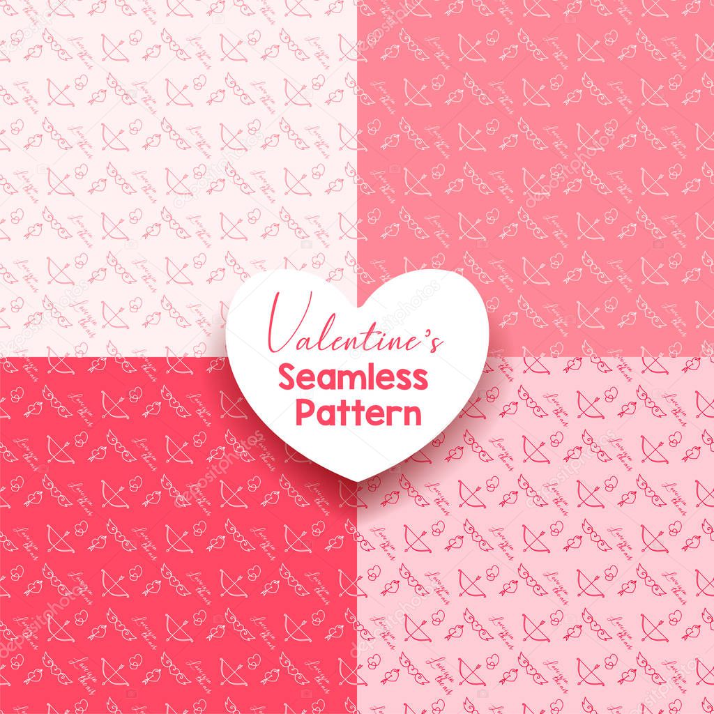 Set of heart seamless pattern background. Abstract and stylish decorative valentine day ornament. Vector illustration