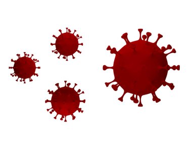 Coronavirus 3d beyaz arkaplanlı kırmızı renkle gösteriliyor