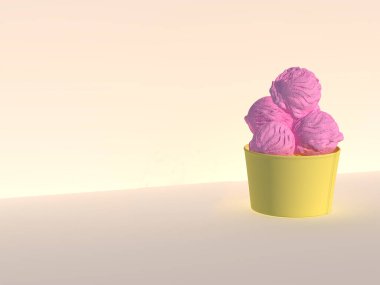 Çilekli dondurma 3D