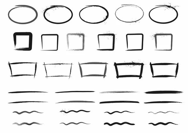 Ramki grunge vektör kümesi desenli fırça çerçeve ve çizgileri.