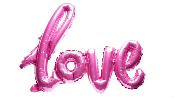 Pink balloons in the shape of the word "Love", isolated. Valentine's Day. Love concept. — 图库照片#