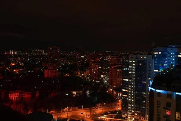 Bonita Vista Ciudad Nocturna Con Edificios Gran Altura Ciudad Odessa — Foto de Stock