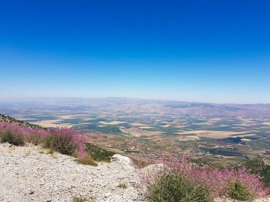 Lübnan 'daki Bekaa Vadisi' nde güneşli bir günde panoramik manzara. Bekaa Vadisi 'ne bakan.