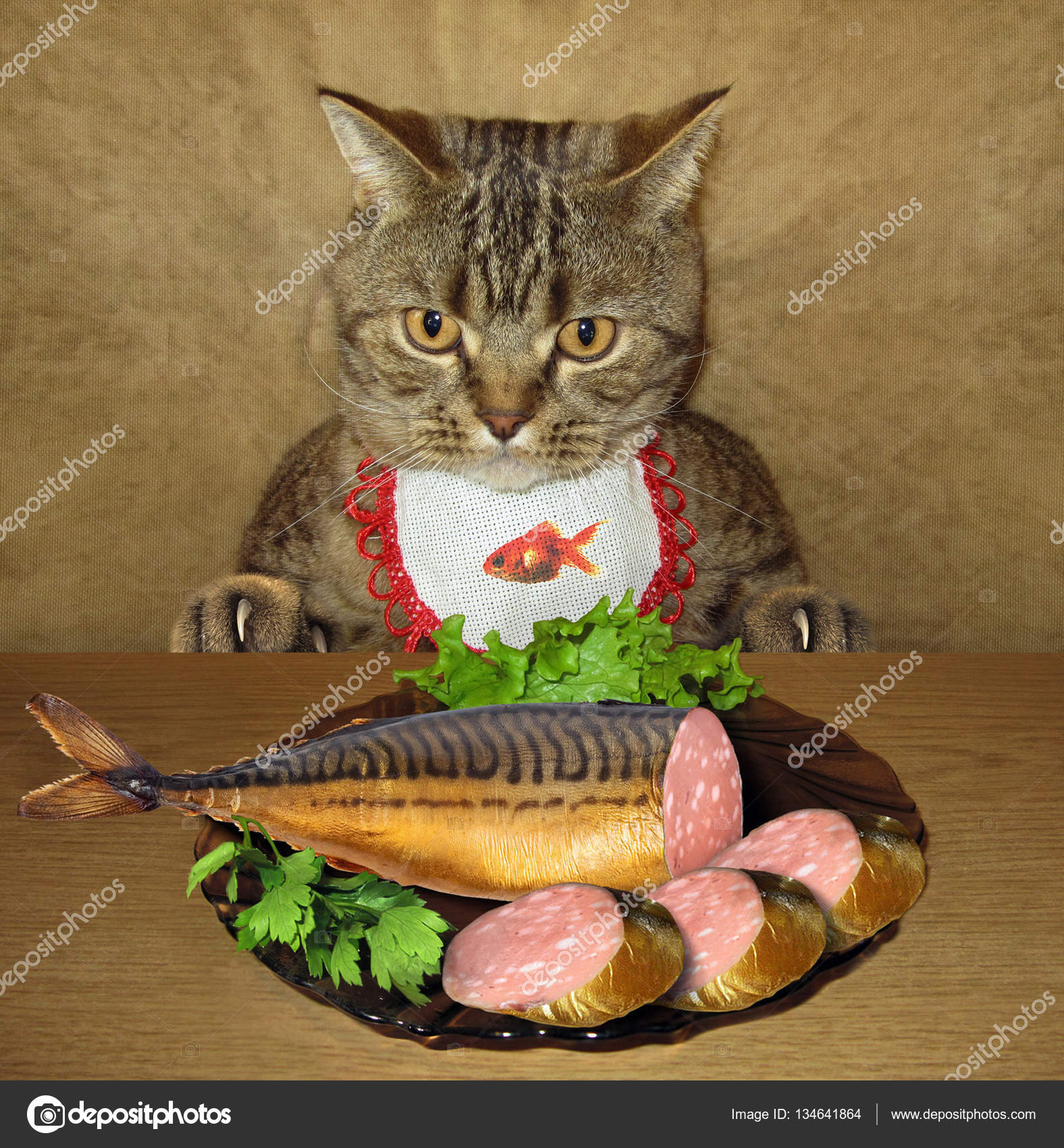 Кошка и колбаса картинки, стоковые фото Кошка и колбаса | Depositphotos