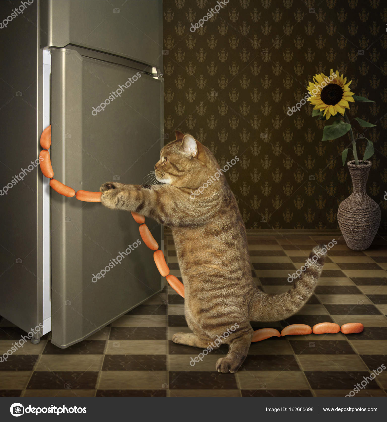 Кошка и сосиски картинки, стоковые фото Кошка и сосиски | Depositphotos