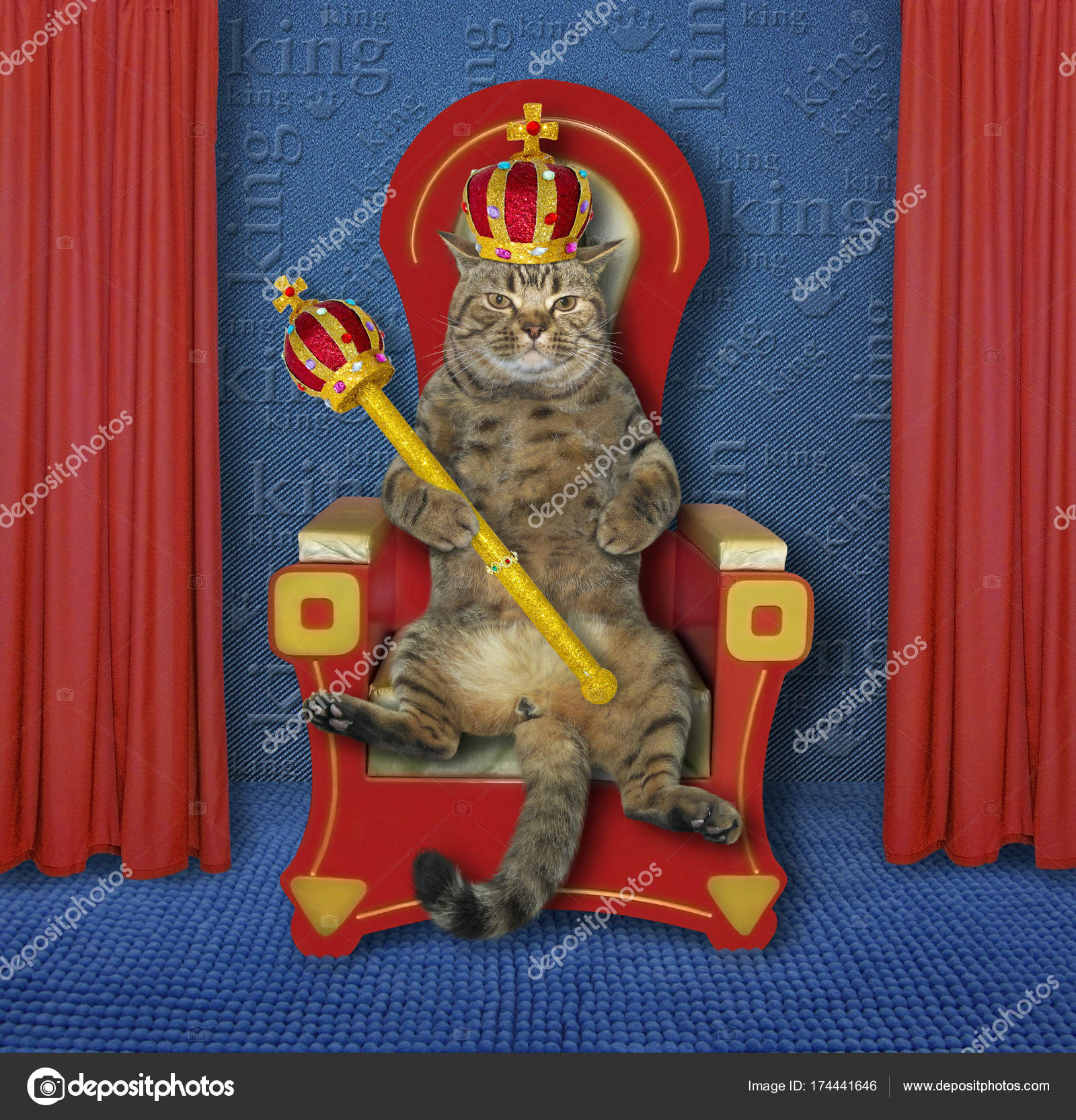 Cat king on the throne 2 Stock Photo by ©Iridi 174441646