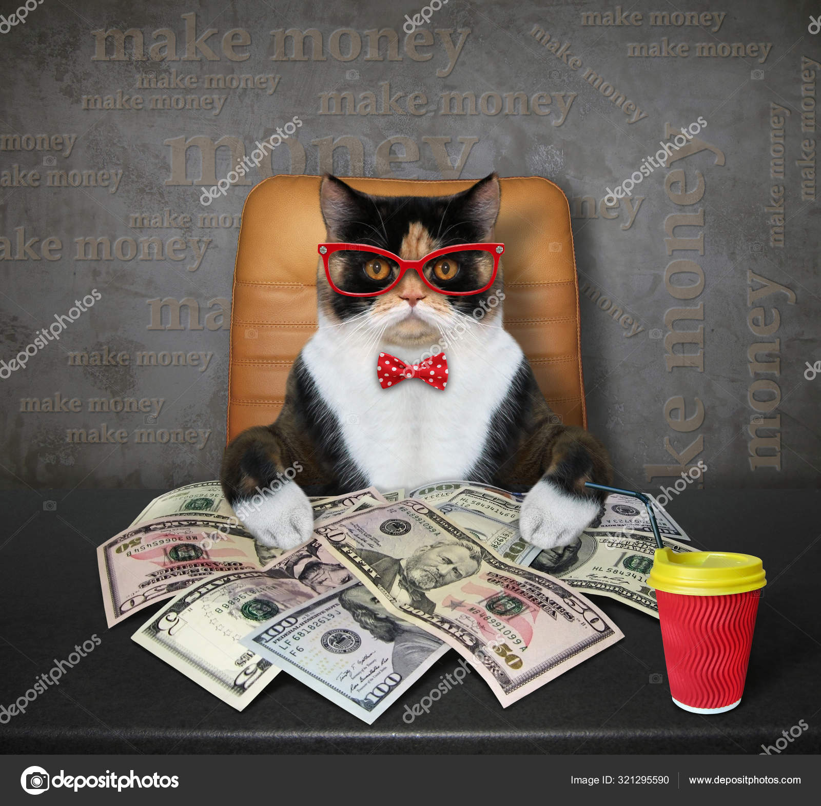 Cat contando dinero en la mesa 2 — Foto de stock #321295590 © Iridi, image size:1600x1571