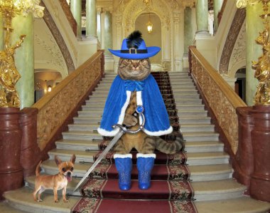 Kale merdivenlerinde silahşör.